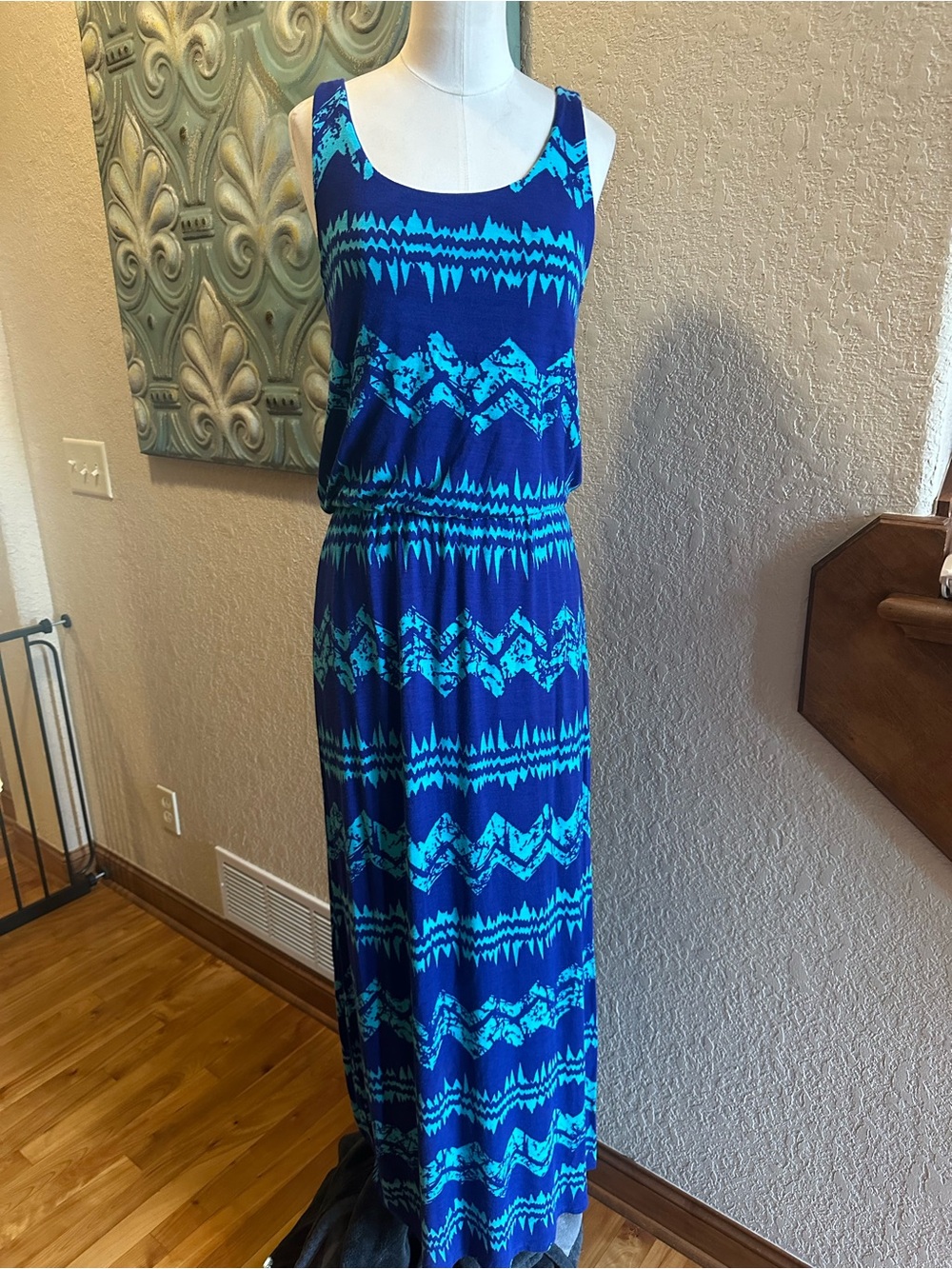 Pixley Blue and Aqua Sleeveless Maxi Dress